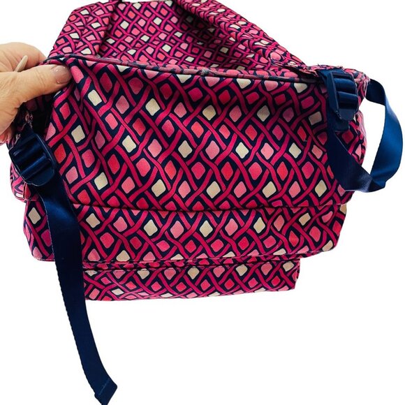 Retired Large Vera Bradley Canvas Backpack Pink Navy Blue 4 Pockets H2O … - Picture 15 of 16